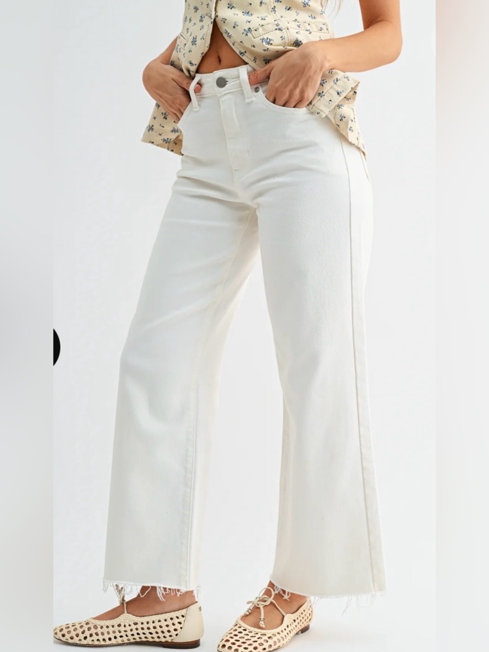 JBD Just Black Denim White Cropped Wide Leg Jeans Size 28